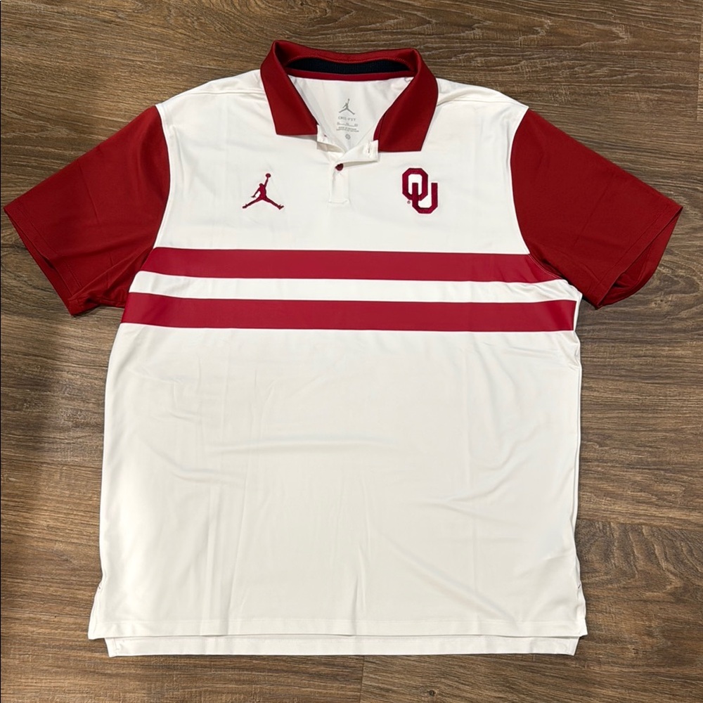 OU Jordan White and Red Polo Shirt